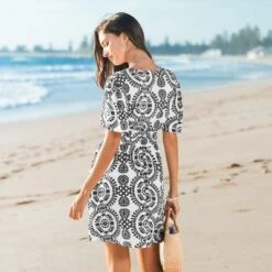 Women's Bohemian Printed V-Neck Beach Dress -Cupshe