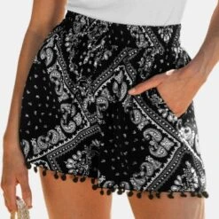 Women's Bandana Pom Pom Shorts - Cupshe -BLAZER GUEST 05023551 7f7e 489c a5e0 a285bc8e89b0
