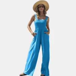 Women's Straight Neck Wide Straps Smocked Wide Leg Jumpsuit - Cupshe 11 Women's Straight Neck Wide Straps Smocked Wide Leg Jumpsuit - Cupshe -BLAZER GUEST 063c7a2e e999 42a8 9fd7 7e1d3fa5b322