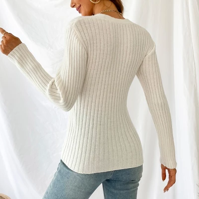 Women's Ribbed Surplice Wrap Sweater - Cupshe 2 Women's Ribbed Surplice Wrap Sweater - Cupshe - Image 2