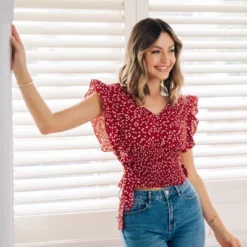 Women's Ruffle Lace Up Smocking Blouse - Cupshe 8 Women's Ruffle Lace Up Smocking Blouse - Cupshe -BLAZER GUEST 07193cd3 5001 4496 8ccb 299a6467ea0f