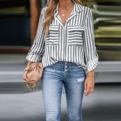 Women's Striped Button-Front Pocket Shirt - Cupshe 9 Women's Striped Button-Front Pocket Shirt - Cupshe -BLAZER GUEST 09576f72 c5a1 4ecb a4a3 26ac6707594d
