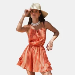 Women's Striped Tie Front Ruffled Romper -Cupshe -BLAZER GUEST 0996853c b885 4580 8fd7 0db1f1456f1f