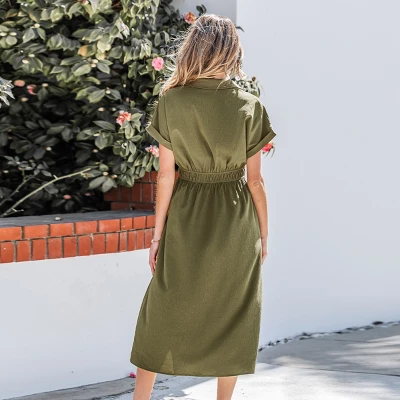 Women's Olive Green Button-Down Maxi Shirt Dress - Cupshe 3 Women's Olive Green Button-Down Maxi Shirt Dress - Cupshe - Image 3