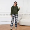 Women's Fuzzy Fleece Top & Plaid Pants Pajama Set - Cupshe