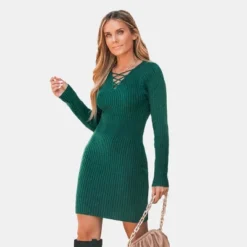 Women's Toasty Rib Lace-Up Bodycon Mini Sweater Dress - Cupshe -BLAZER GUEST 0c692a92 0658 4791 9708 00e23b502561