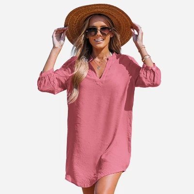 Women's V-Neck Mini Cover-Up Dress - Cupshe 5 Women's V-Neck Mini Cover-Up Dress - Cupshe - Image 5