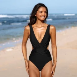 Women's V Neck Cutout One Piece Swimsuit - Cupshe -BLAZER GUEST 0df320ba 11ff 4cde b1b4 3fd2670f152e