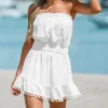 Women's Smocked Pom Pom Tube Cover-Up Dress - Cupshe