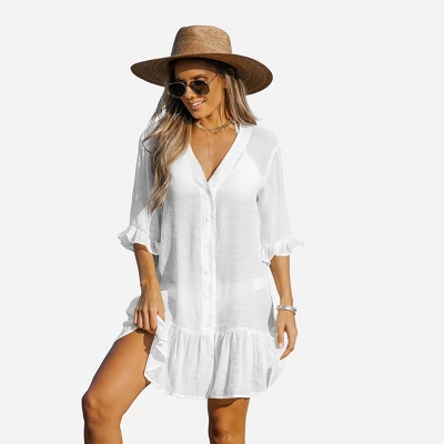 Women's Ruffled Swim Cover Up Dress -Cupshe 4 Women's Ruffled Swim Cover Up Dress -Cupshe - Image 4