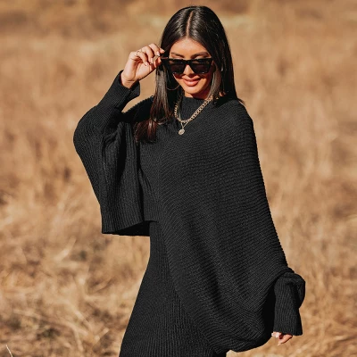 Women's Ribbed Oversized Split Sweater - Cupshe 1 Women's Ribbed Oversized Split Sweater - Cupshe