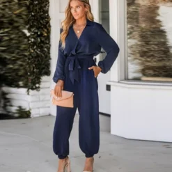 Women's Belted Jogger Jumpsuits - Cupshe -BLAZER GUEST 110b6181 afba 48db 8fd6 3afa5d797c5a
