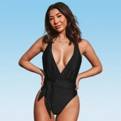 Women's Tie Front Plunging One Piece Swimsuit - Cupshe - Black 10 Women's Tie Front Plunging One Piece Swimsuit - Cupshe - Black -BLAZER GUEST 11827822 5efb 42ae 93b1 39562a5d320a