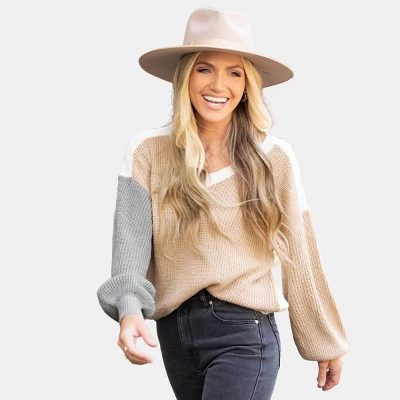 Women's Cooler Daze Colorblock V-Neck Sweater - Cupshe 8 Women's Cooler Daze Colorblock V-Neck Sweater - Cupshe - Image 8