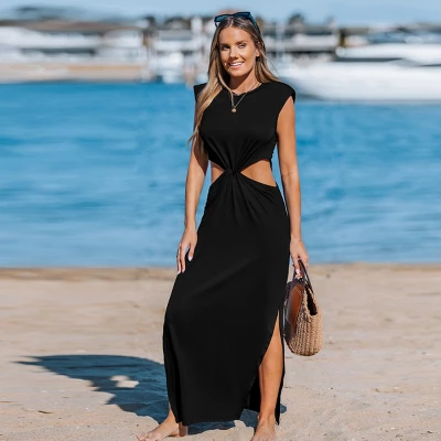 Women's Chic Knotted Cutout Beach Maxi Dress - Cupshe 3 Women's Chic Knotted Cutout Beach Maxi Dress - Cupshe - Image 3