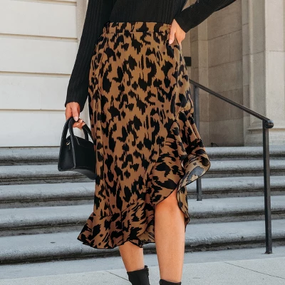 Women's Leopard Print Ruffled High Waist High Low Skirt - Cupshe 2 Women's Leopard Print Ruffled High Waist High Low Skirt - Cupshe - Image 2