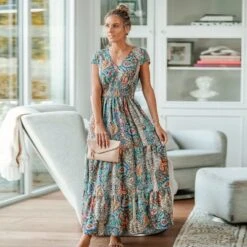 Women's Paisley Print V-Neck Maxi Dress - Cupshe -BLAZER GUEST 14529163 c2c0 415d a763 3f432ad5c29a