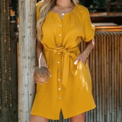 Women's Belted Seersucker Mini Dress Cupshe -BLAZER GUEST 152e6fda a22e 49d1 b20a 469dcdbd3b72