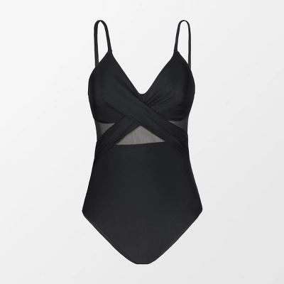 Women's V Neck One Piece Swimsuit Crisscross Mesh Mid Cut Bathing Suit-Cupshe 4 Women's V Neck One Piece Swimsuit Crisscross Mesh Mid Cut Bathing Suit-Cupshe - Image 4