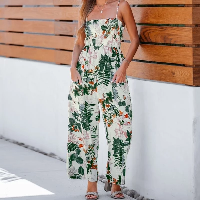 Women's Tropical Smocked Cami Jumpsuit - Cupshe 5 Women's Tropical Smocked Cami Jumpsuit - Cupshe - Image 5