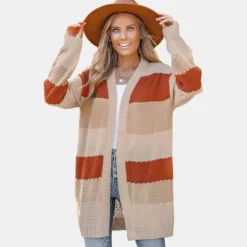Women's Striped Textured Knit Open Front Cardigan - Cupshe -BLAZER GUEST 1648a358 91e3 4b1e 8065 dc89620fe367