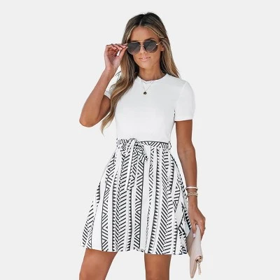 Women's Geo Print Belted Combo Dress - Cupshe 7 Women's Geo Print Belted Combo Dress - Cupshe - Image 7
