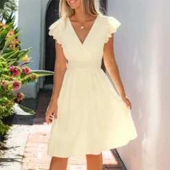 Women's White Flutter Sleeve Smocked Waist Midi Dress -Cupshe 6 Women's White Flutter Sleeve Smocked Waist Midi Dress -Cupshe -BLAZER GUEST 176be869 cf66 41dd b79a 8bbb607940db