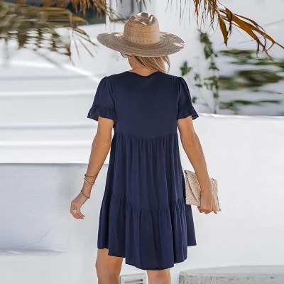 Women's Tie Neck Button-Front Babydoll Dress - Cupshe 4 Women's Tie Neck Button-Front Babydoll Dress - Cupshe - Image 4