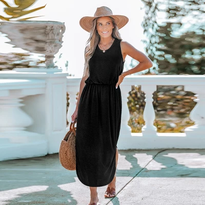 Women's Scoop Neck Side Slit Maxi Dress - Cupshe 4 Women's Scoop Neck Side Slit Maxi Dress - Cupshe - Image 4