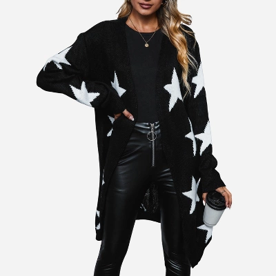 Women's Star Print Longline Cardigan - Cupshe 3 Women's Star Print Longline Cardigan - Cupshe - Image 3