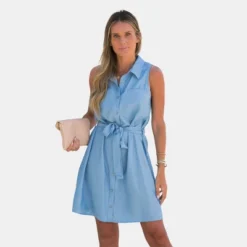 Women's Belted Sleeveless Shirt Dress - Cupshe -BLAZER GUEST 1acdfa31 973f 4746 9057 2af4ea28a729