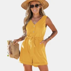 Women's Belted V-Neck Sleeveless Romper -Cupshe 17 Women's Belted V-Neck Sleeveless Romper -Cupshe -BLAZER GUEST 1afff12f 2226 4bdc 83bc 6f6415a6e985
