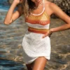 Women's Striped Crochet Mini Cover Up Dress - Cupshe