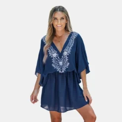 Women's Embroidered V-Neck Cover-Up Mini Dress - Cupshe -BLAZER GUEST 1ba1b338 6f5a 424c 8cb2 f0863efc130a