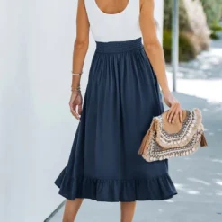 Women's Midnight Blue Ruffled Midi Dress - Cupshe -BLAZER GUEST 1c05586c 4776 4726 ab22 28d2f174ea4f