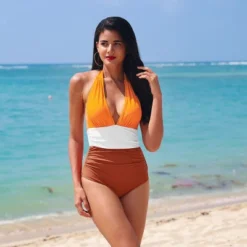 Women's Colorblock Halter Backless Ruched One Piece Swimsuit - Cupshe 11 Women's Colorblock Halter Backless Ruched One Piece Swimsuit - Cupshe -BLAZER GUEST 1c1b1884 e196 432c b3a6 c8406dbdbd09