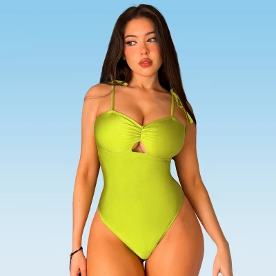 Women's Ruched Tie Strap One Piece Swimsuit -Cupshe 5 Women's Ruched Tie Strap One Piece Swimsuit -Cupshe - Image 5