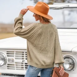 Women's Cable Knit Drop Sleeve Sweater - Cupshe -BLAZER GUEST 1ca2364c abf0 4272 a5e3 56068e8d3b56