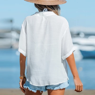 Women's Button-Front Cover Up Shirt - Cupshe 1 Women's Button-Front Cover Up Shirt - Cupshe