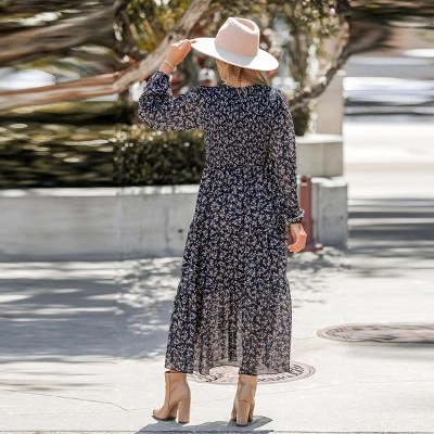 Women's Ditsy Floral Round Neck Maxi Dress - Cupshe 4 Women's Ditsy Floral Round Neck Maxi Dress - Cupshe - Image 4