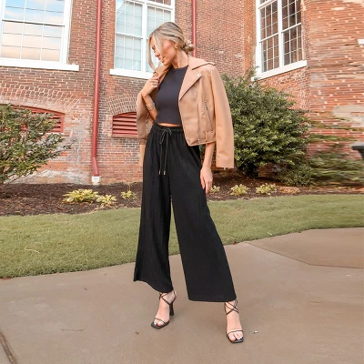 Women's Drawstring Waist Straight Leg Pants - Cupshe 4 Women's Drawstring Waist Straight Leg Pants - Cupshe - Image 4