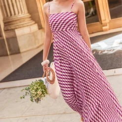 Women's Elegant Chevron Printed Maxi Dress - Cupshe