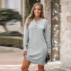 Women's Charcoal Half-Button Midi Sweater Dress - Cupshe
