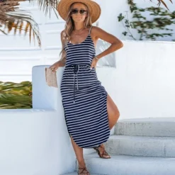 Women's Striped Drawstring Waist Midi Dress - Cupshe 14 Women's Striped Drawstring Waist Midi Dress - Cupshe -BLAZER GUEST 209c2bb7 7c6b 428e b045 8b2188e81181