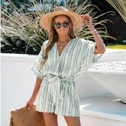 Women's Belted Surplice Neck Striped Romper - Cupshe 9 Women's Belted Surplice Neck Striped Romper - Cupshe -BLAZER GUEST 2173902e e342 4406 980e 3ef3bb602589