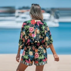 Women's Floral Print Tie Waist Romper - Cupshe -BLAZER GUEST 2240bf17 97de 46d4 99b8 d050f65485e7