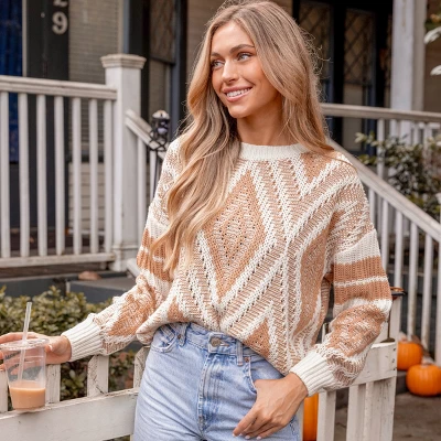 Women's Diamond Stitched Drop Sleeve Sweater - Cupshe 6 Women's Diamond Stitched Drop Sleeve Sweater - Cupshe - Image 6