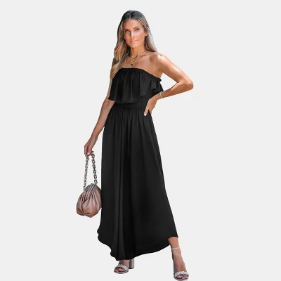 Women's Onyx Ruffled Off-the-Shoulder Jumpsuit - Cupshe 4 Women's Onyx Ruffled Off-the-Shoulder Jumpsuit - Cupshe - Image 4