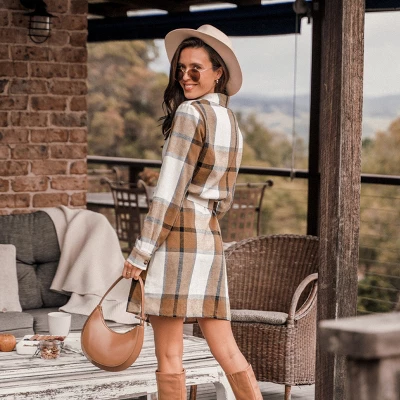 Women's Plaid Belted Button-Front Mini Dress - Cupshe 4 Women's Plaid Belted Button-Front Mini Dress - Cupshe - Image 4