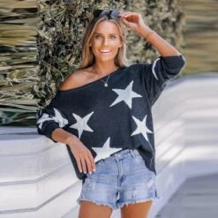 Women's Star Print One-Shoulder Sweater - Cupshe 13 Women's Star Print One-Shoulder Sweater - Cupshe -BLAZER GUEST 264d2c97 0149 4d2d 8e47 8ed2ecf44cda